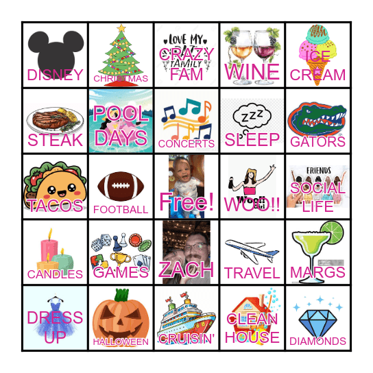 Shelby's Favorite Things Bingo Card