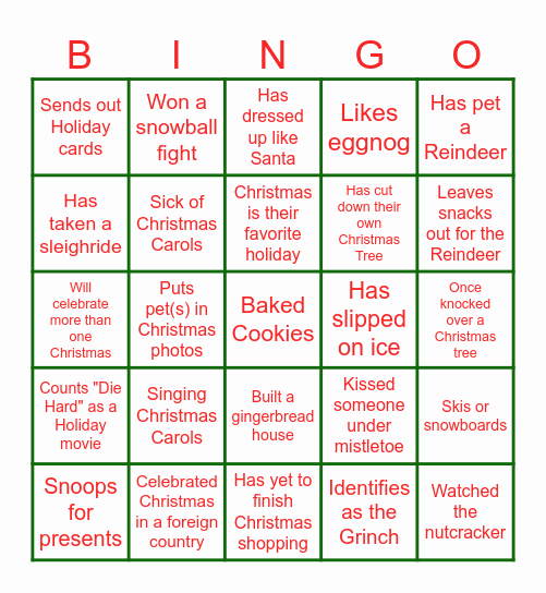 Holiday Bingo Card