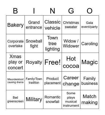 Hallmark Christmas Bingo Card