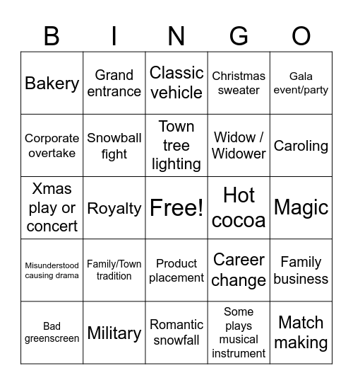 Hallmark Christmas Bingo Card