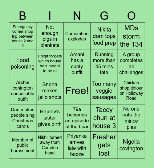 CHRISTMAS CRAWL Bingo Card