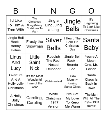 Vintage Holiday Bingo Card