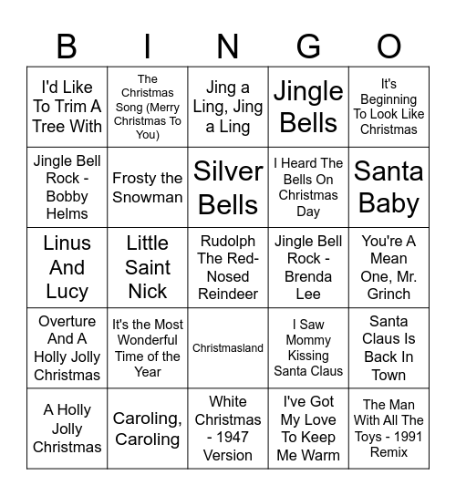 Vintage Holiday Bingo Card