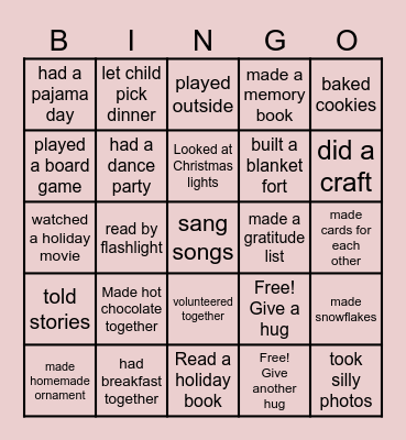 Holiday Bingo Card