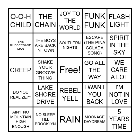 JAMES GUNN STUFFS Bingo Card