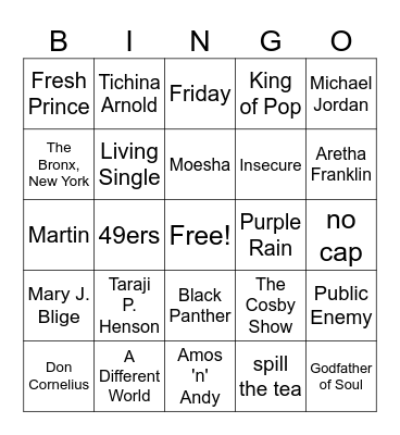 For The Culture Bingo Card