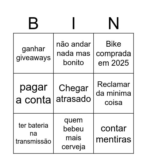 Grupeta Bingo Card