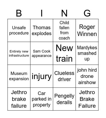 North Cornwall Open Day Bingo Card