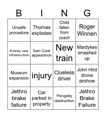 North Cornwall Open Day Bingo Card