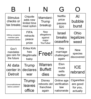 2025 Bingo Card