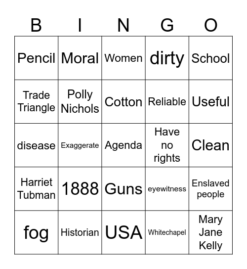 EOT revision Bingo Card