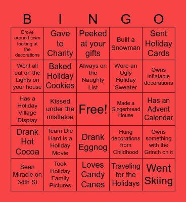 Holiday Bingo Card