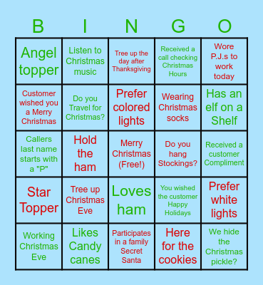 Christmas Find someone who.... Bingo Card