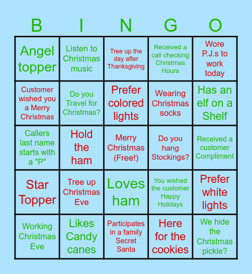 Christmas Find someone who.... Bingo Card