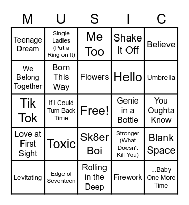 DIVAS OF POP Bingo Card