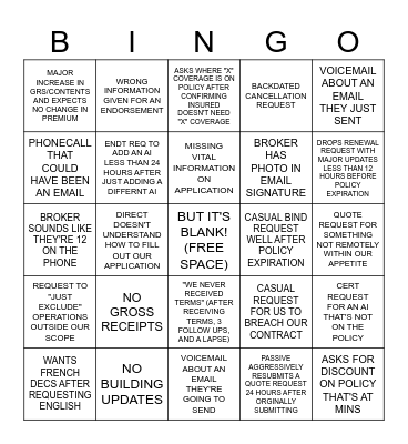 BROKER BINGO Card
