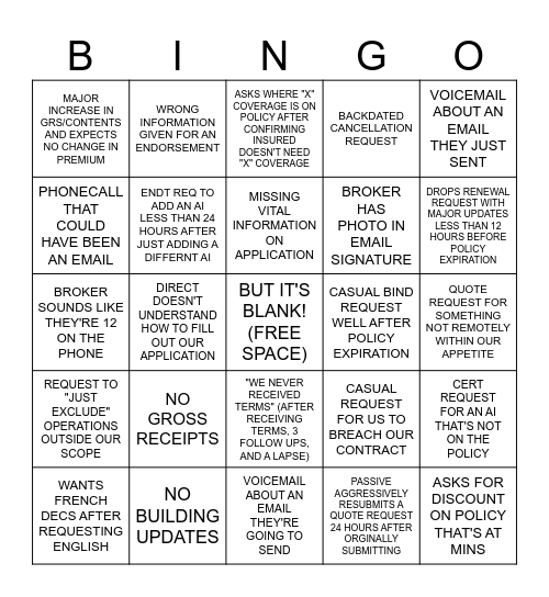 BROKER BINGO Card