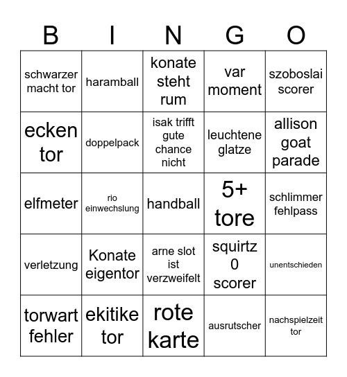 Liverpool ayri karte Bingo Card