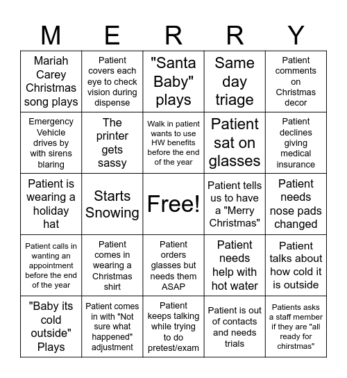 Holiday Office Bingo Card