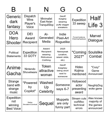 VGA 2025 Bingo Card