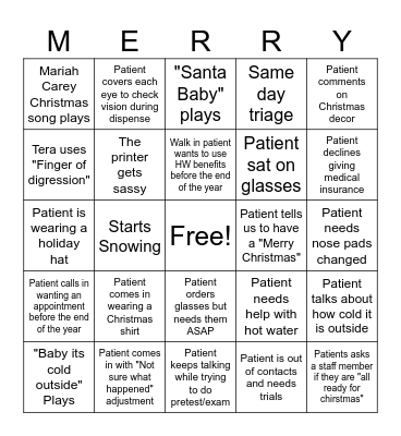 Holiday Office Bingo Card