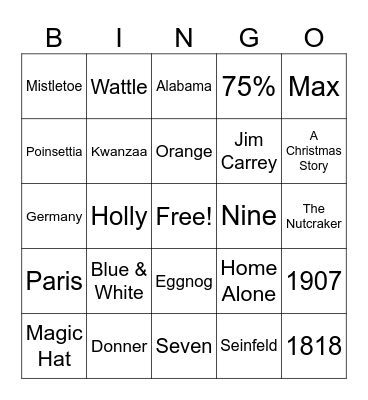 Holiday BINGO- I&B Bingo Card