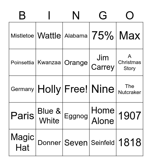Holiday BINGO- I&B Bingo Card