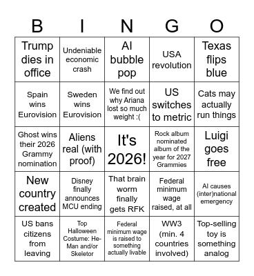 2026 Bingo Card
