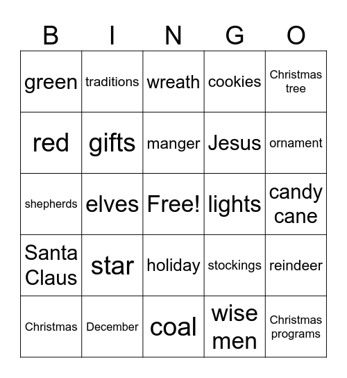 Christmas Bingo Card