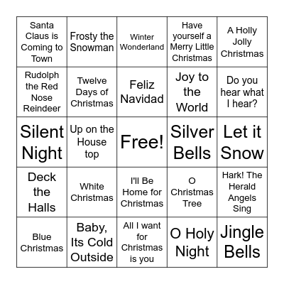 Christmas Music BINGO Card