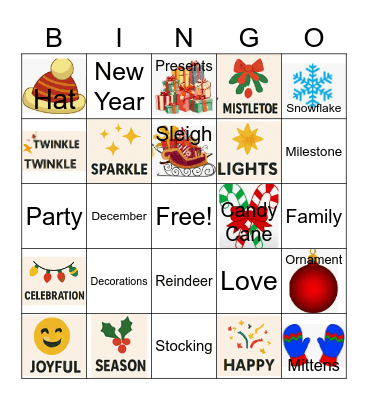 End of the Year Bingo Card