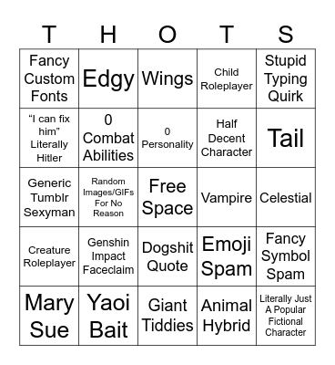 THOTS Bingo Card