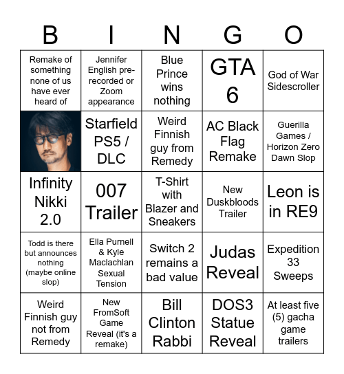 GAME AWARDS BINGO Card