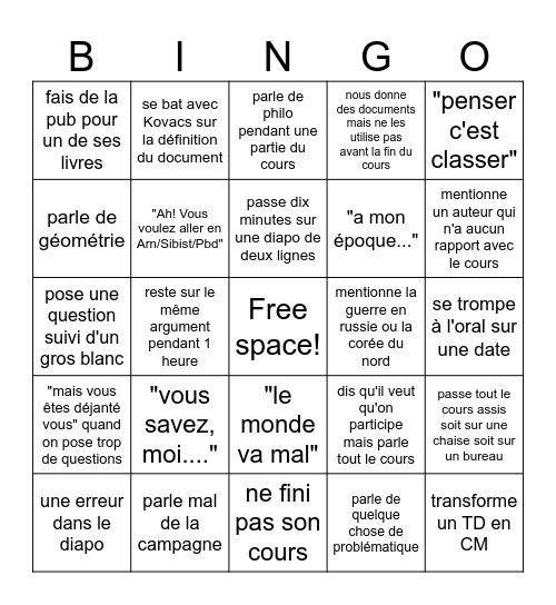 Bingo spécial Pascal Robert Bingo Card