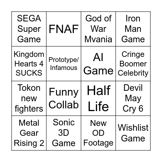 TGA 2025 Bingo Card