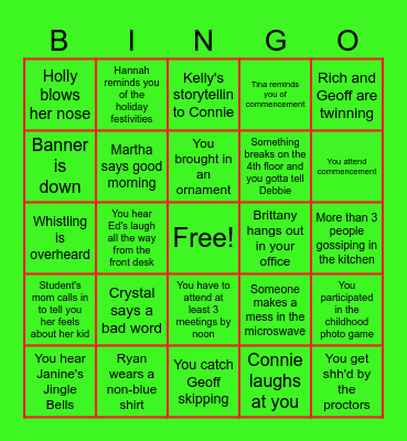Holiday Bingo Card