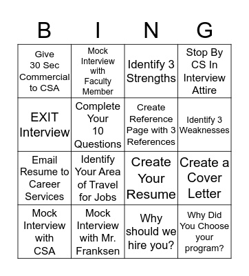SJVC BINGO Card