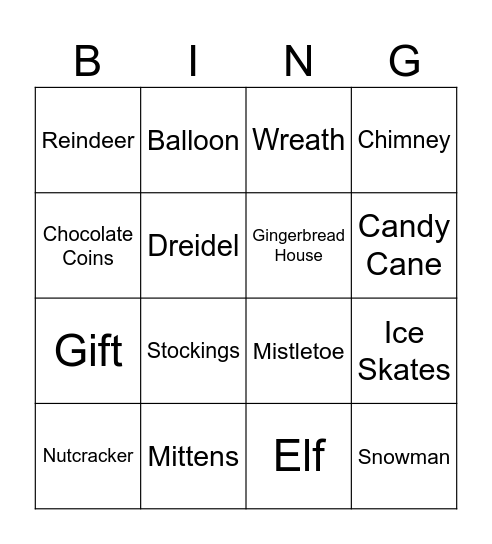 Holiday Bingo Card