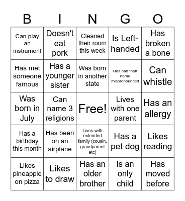 Find Someone Who... Bingo Card