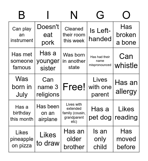 Find Someone Who... Bingo Card