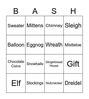 Holiday Bingo Card