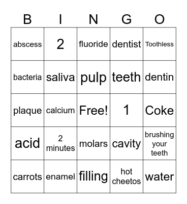 TEETH HEALTH! Bingo Card