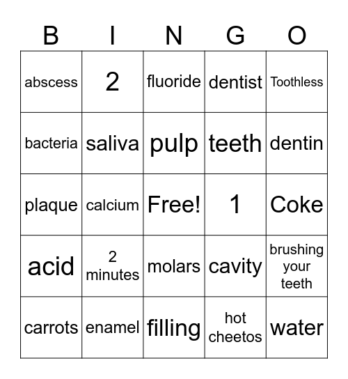TEETH HEALTH! Bingo Card