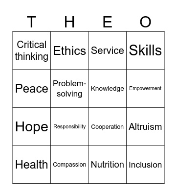 POPULORUM PROGRESSIO Bingo Card