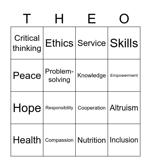 POPULORUM PROGRESSIO Bingo Card