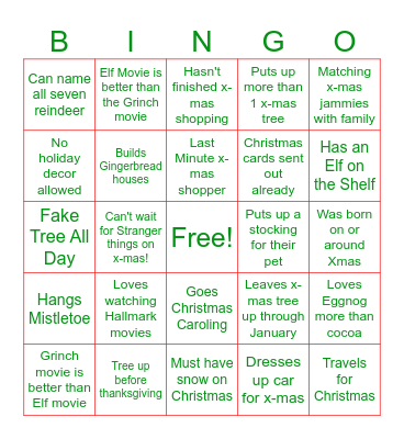 HOLIDAY BINGO Card