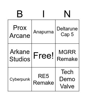 Gabinari goty Bingo Card