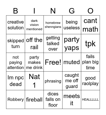 DND Bingo Card