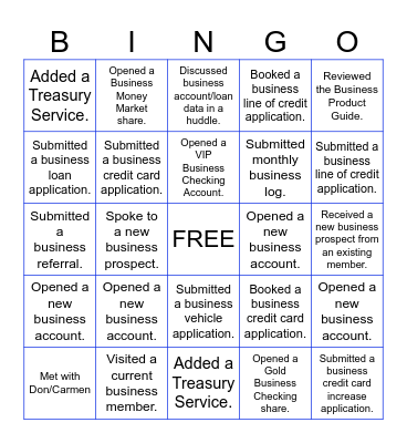 January Business Blitz Bingo Card