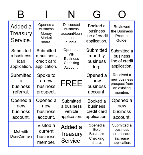 January Business Blitz Bingo Card